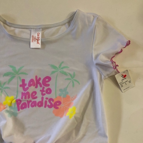 Bundle 3Pc Cat & Jack Girls Hawaiian Rash Guard Floral Bikini Bottoms Swimwear L - Picture 5 of 13